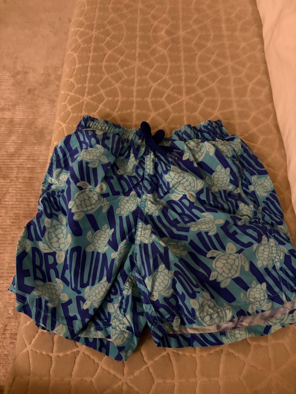 Vilebrequin Blue and Light Blue Turtle Print Kids Swim Trunks